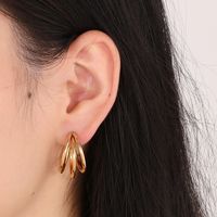 1 Pair Bridal Shiny C Shape Plating Stainless Steel 18K Gold Plated Ear Studs main image 2
