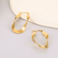 1 Pair Streetwear Shiny Irregular Plating Stainless Steel 18K Gold Plated Hoop Earrings main image 4