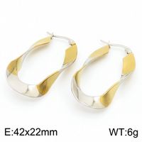 1 Pair Streetwear Shiny Irregular Plating Stainless Steel 18K Gold Plated Hoop Earrings sku image 3