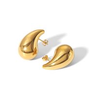 1 Pair Simple Style Water Droplets Plating 304 Stainless Steel 18K Gold Plated Ear Studs main image 2