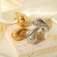 1 Pair Simple Style Water Droplets Plating 304 Stainless Steel 18K Gold Plated Ear Studs main image 3