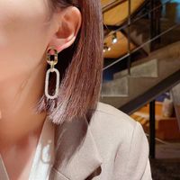 1 Pair Lady Glittery Plating Inlay Alloy Copper Alloy Rhinestones Gold Plated Drop Earrings main image 5