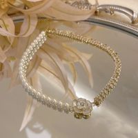 Elegant Blume Legierung Zinklegierung Inlay Künstliche Perlen Strasssteine Vergoldet Frau Halskette main image 3