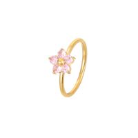 Sweet Simple Style Flower Stainless Steel Plating Inlay Zircon White Gold Plated Gold Plated Rings sku image 6