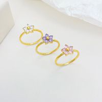 Sweet Simple Style Flower Stainless Steel Plating Inlay Zircon White Gold Plated Gold Plated Rings main image 1