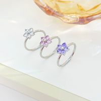 Sweet Simple Style Flower Stainless Steel Plating Inlay Zircon White Gold Plated Gold Plated Rings main image 4