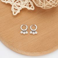 1 Pair Casual Simple Style Round Plating Inlay Sterling Silver Rhinestones Pearl White Gold Plated Gold Plated Drop Earrings main image 4