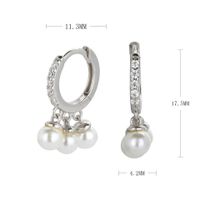 1 Pair Casual Simple Style Round Plating Inlay Sterling Silver Rhinestones Pearl White Gold Plated Gold Plated Drop Earrings sku image 1