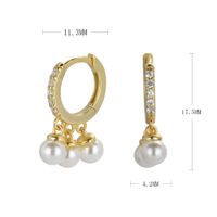1 Pair Casual Simple Style Round Plating Inlay Sterling Silver Rhinestones Pearl White Gold Plated Gold Plated Drop Earrings sku image 2
