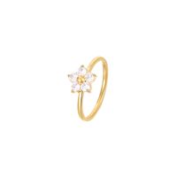 Sweet Simple Style Flower Stainless Steel Plating Inlay Zircon White Gold Plated Gold Plated Rings sku image 1