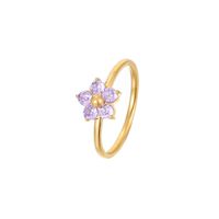 Sweet Simple Style Flower Stainless Steel Plating Inlay Zircon White Gold Plated Gold Plated Rings sku image 9