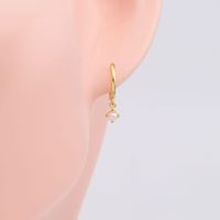 1 Pair Simple Style Round Plating Inlay Sterling Silver Artificial Pearls White Gold Plated Gold Plated Drop Earrings main image 3