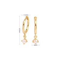 1 Pair Simple Style Round Plating Inlay Sterling Silver Artificial Pearls White Gold Plated Gold Plated Drop Earrings sku image 2