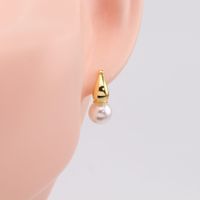 1 Pair Ig Style Simple Style Round Plating Inlay Sterling Silver Pearl White Gold Plated Gold Plated Earrings main image 2