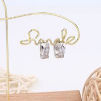 1 Pair Simple Style Circle Plating Inlay Sterling Silver Zircon White Gold Plated Gold Plated Earrings main image 4