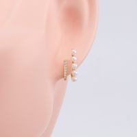 1 Pair Simple Style Round Plating Inlay Sterling Silver Pearl Zircon White Gold Plated Gold Plated Ear Studs main image 2
