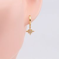 1 Pair Simple Style Shiny Star Plating Inlay Sterling Silver Zircon White Gold Plated Gold Plated Drop Earrings main image 3