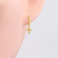 1 Pair Simple Style Cross Plating Sterling Silver White Gold Plated Gold Plated Drop Earrings main image 2