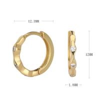 1 Pair Simple Style Waves Solid Color Plating Inlay Sterling Silver Zircon White Gold Plated Gold Plated Earrings sku image 2