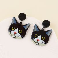 1 Pair Lady Cat Resin Drop Earrings sku image 1