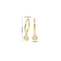 1 Pair Sweet Flower Plating Inlay Sterling Silver Artificial Gemstones Gold Plated Earrings sku image 2