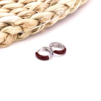 1 Pair Simple Style Round Enamel Sterling Silver Earrings main image 4