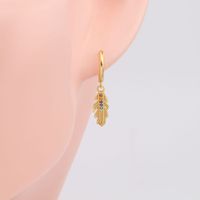 1 Pair Modern Style Leaf Plating Inlay Sterling Silver Zircon Gold Plated Earrings main image 2