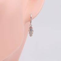 1 Pair Modern Style Leaf Plating Inlay Sterling Silver Zircon Gold Plated Earrings main image 4