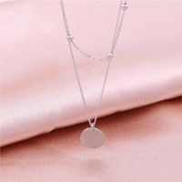 Basic Solid Color Sterling Silver Plating Gold Plated Double Layer Necklaces main image 3