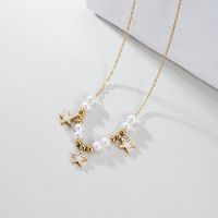 201 Stainless Steel Plastic 18K Gold Plated Elegant Beaded Plating Star Pearl Pendant Necklace main image 1
