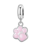 Casual Paw Print Cat Sterling Silver Beaded Inlay Zircon Jewelry Accessories sku image 1