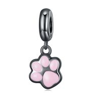 Casual Paw Print Cat Sterling Silver Beaded Inlay Zircon Jewelry Accessories sku image 2
