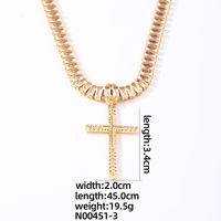 Glam Shiny Cross Rectangle Copper Plating Inlay Zircon Gold Plated Pendant Necklace sku image 1