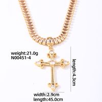 Glam Shiny Cross Rectangle Copper Plating Inlay Zircon Gold Plated Pendant Necklace sku image 2