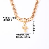 Glam Shiny Cross Rectangle Copper Plating Inlay Zircon Gold Plated Pendant Necklace sku image 5