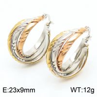 1 Paire Dame De Mariée Brillant Multicolore Placage Acier Inoxydable Plaqué Or 18K Boucles D'oreilles Cerceau sku image 2