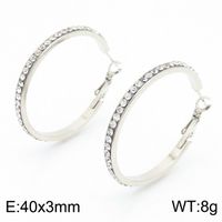 1 Pair Bridal Shiny Solid Color Plating Inlay Stainless Steel Artificial Diamond 18K Gold Plated Hoop Earrings sku image 3