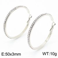 1 Pair Bridal Shiny Solid Color Plating Inlay Stainless Steel Artificial Diamond 18K Gold Plated Hoop Earrings sku image 1