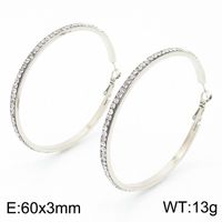 1 Pair Bridal Shiny Solid Color Plating Inlay Stainless Steel Artificial Diamond 18K Gold Plated Hoop Earrings sku image 5
