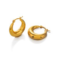 1 Pair Simple Style Round Plating 304 Stainless Steel 18K Gold Plated Hoop Earrings main image 2
