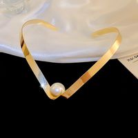 Wholesale Jewelry Simple Style Round Iron Artificial Pearls Polishing Plating Inlay Choker sku image 4
