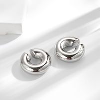 1 Pair Simple Style C Shape Water Droplets Plating Stainless Steel 18k Gold Plated Ear Studs main image 6