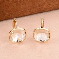 1 Pair Ig Style Simple Style Square Plating Inlay Copper Artificial Crystal Earrings main image 1