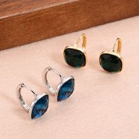 1 Pair Ig Style Simple Style Square Plating Inlay Copper Artificial Crystal Earrings main image 7