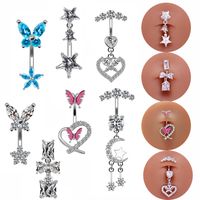 Cute Queen Bridal Four Leaf Clover Star Heart Shape Copper White Gold Plated Gold Plated Rhinestones Belly Ring In Bulk main image 2