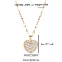 Princess Cute Commute Heart Shape Stainless Steel Brass Plating Inlay Zircon 18k Gold Plated Pendant Necklace sku image 1