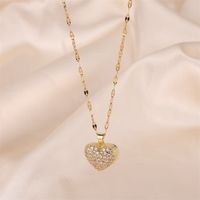 Princess Cute Commute Heart Shape Stainless Steel Brass Plating Inlay Zircon 18k Gold Plated Pendant Necklace main image 7