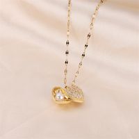 Princess Cute Commute Heart Shape Stainless Steel Brass Plating Inlay Zircon 18k Gold Plated Pendant Necklace main image 4