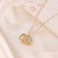 Princess Cute Commute Heart Shape Stainless Steel Brass Plating Inlay Zircon 18k Gold Plated Pendant Necklace main image 5
