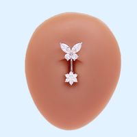 Cute Queen Bridal Four Leaf Clover Star Heart Shape Copper White Gold Plated Gold Plated Rhinestones Belly Ring In Bulk sku image 3